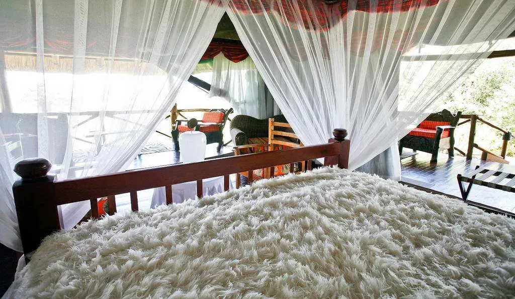 Tented bedroom at Manyara Wildlife Safari Lodge